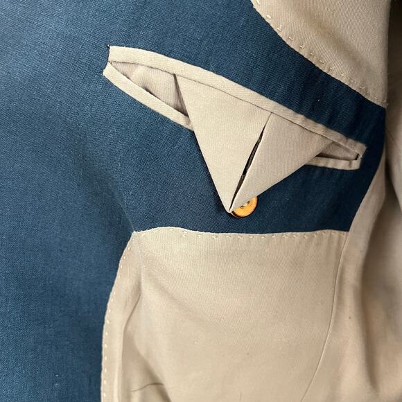 Shades of Grey Blue Two Button Long Sleeve Notched Lapel Linen Blazer Size M - Picture 6 of 10